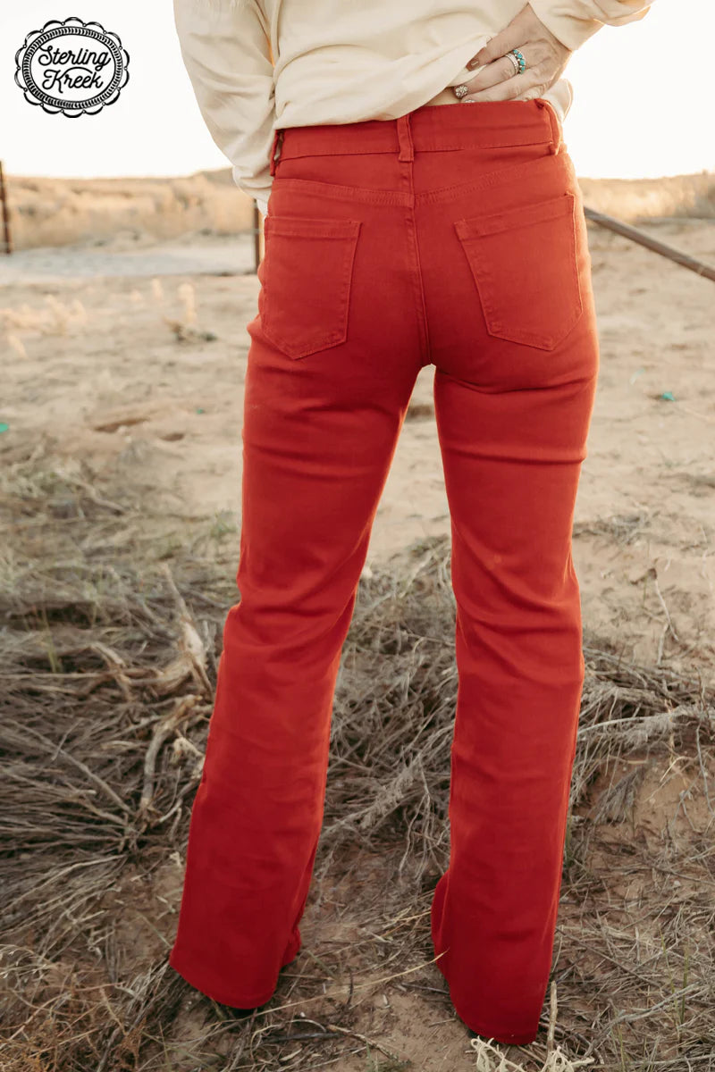 Red Stretch Denim Trousers