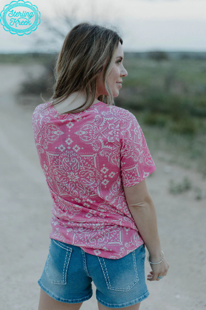 Pink Bandana V-Neck Tee