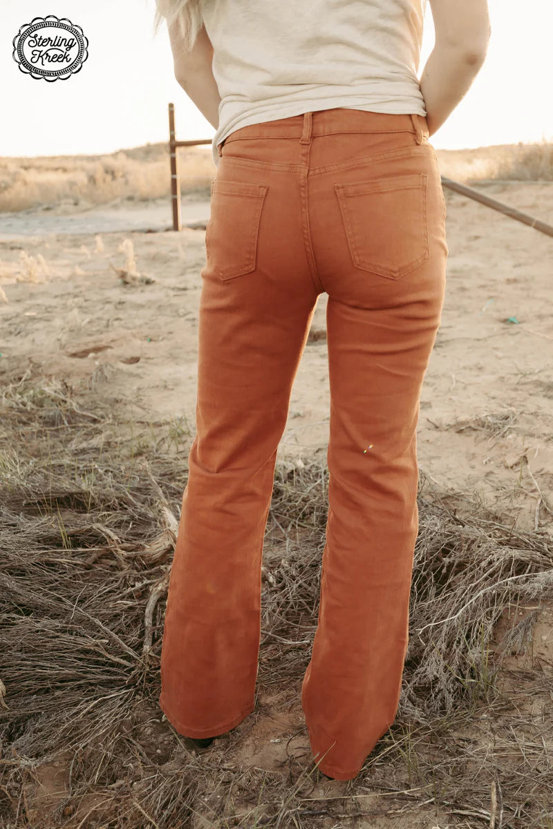 3/4, 7/8 - Rust Stretch Denim Trousers