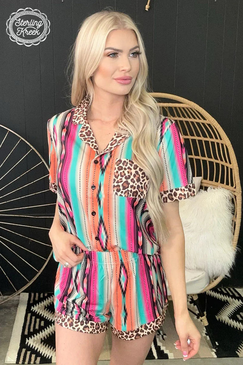 Serape/Leopard PJ Set