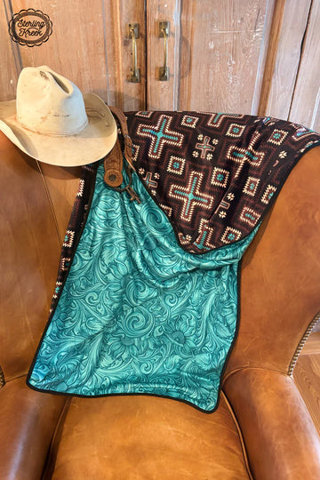 Turquoise Cross Throw Blanket