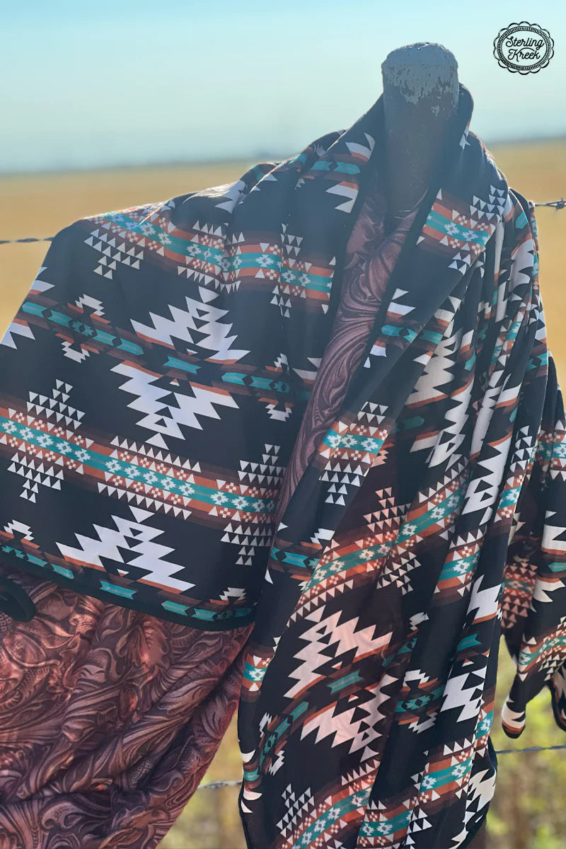 Tooled Leather Throw Blanket