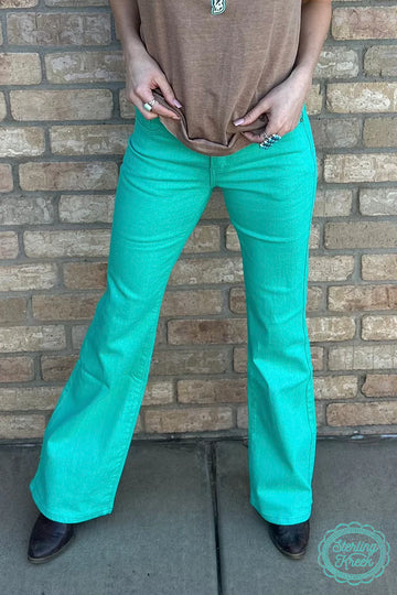 5/6 - Teal Stretch Denim Trousers