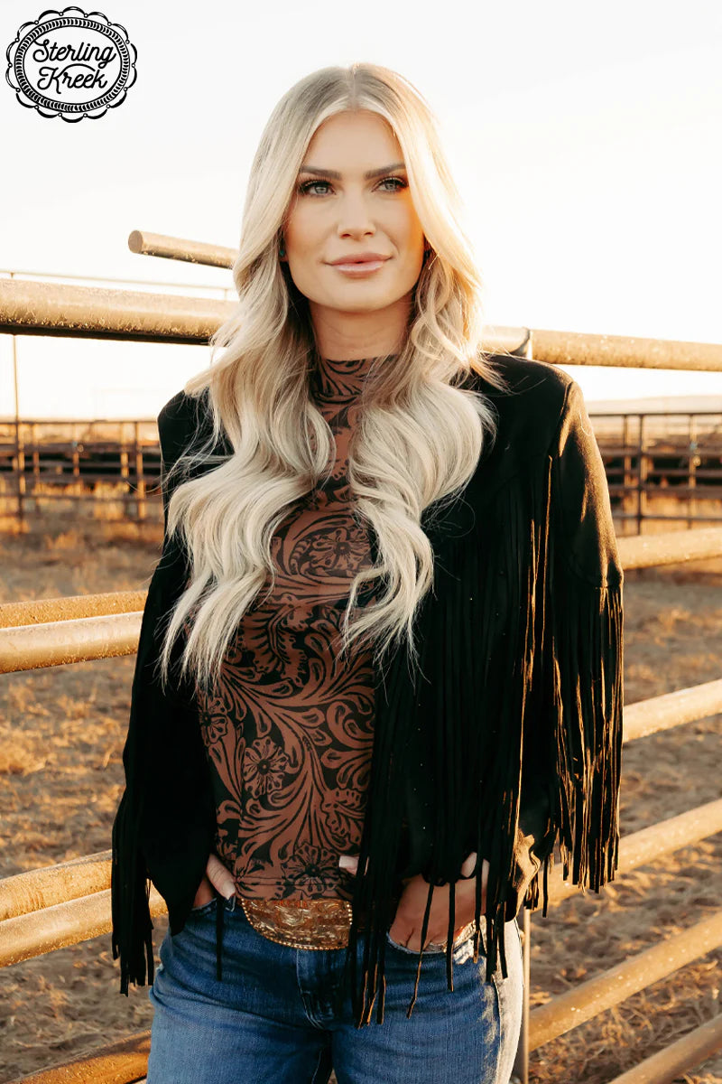 M, L - Black Fringe & Bling Jacket