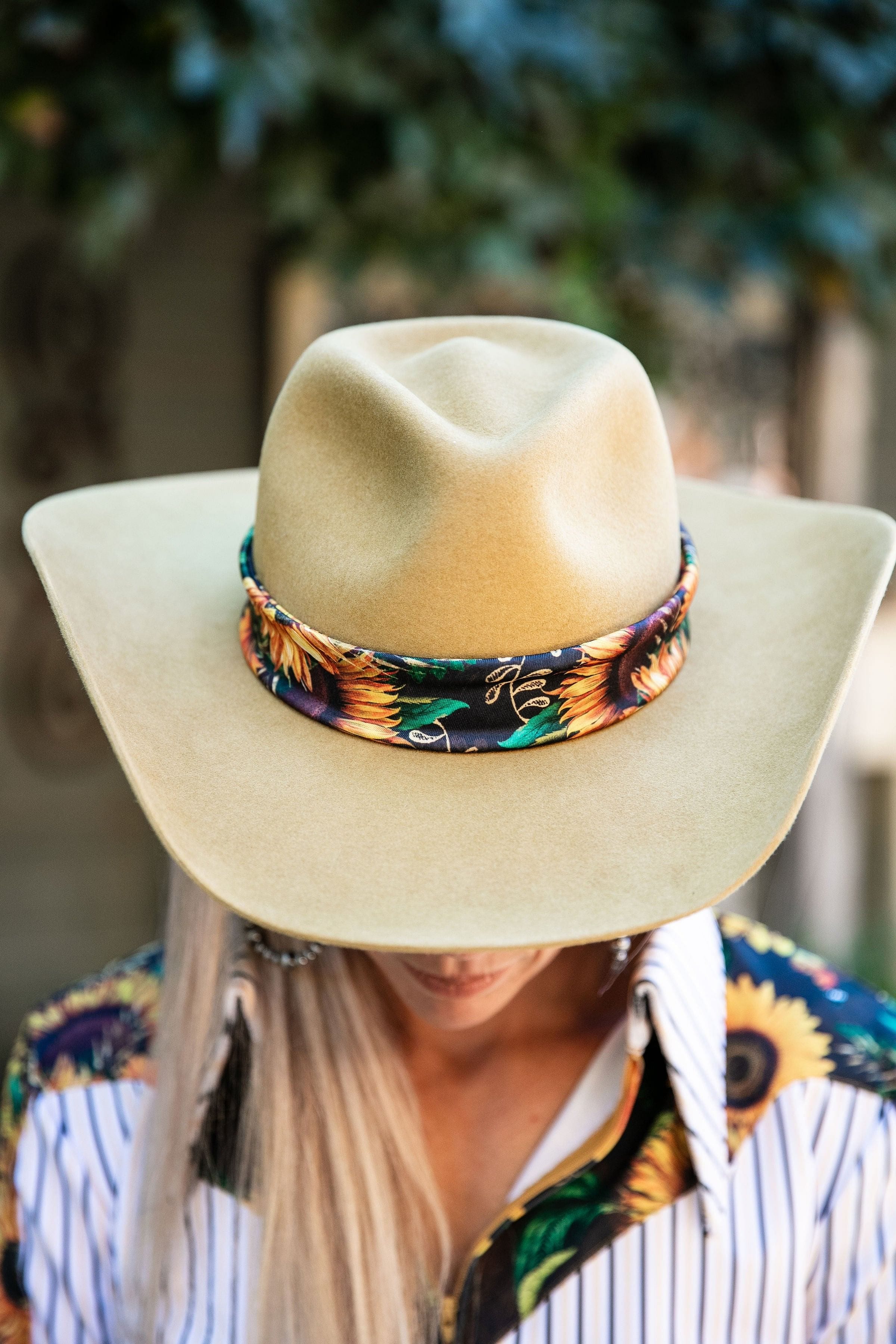 Wildflowers Hat With Quarts Hat Band Wildflower State Hat {Olive with Pinky Orange Flowers  main image 2